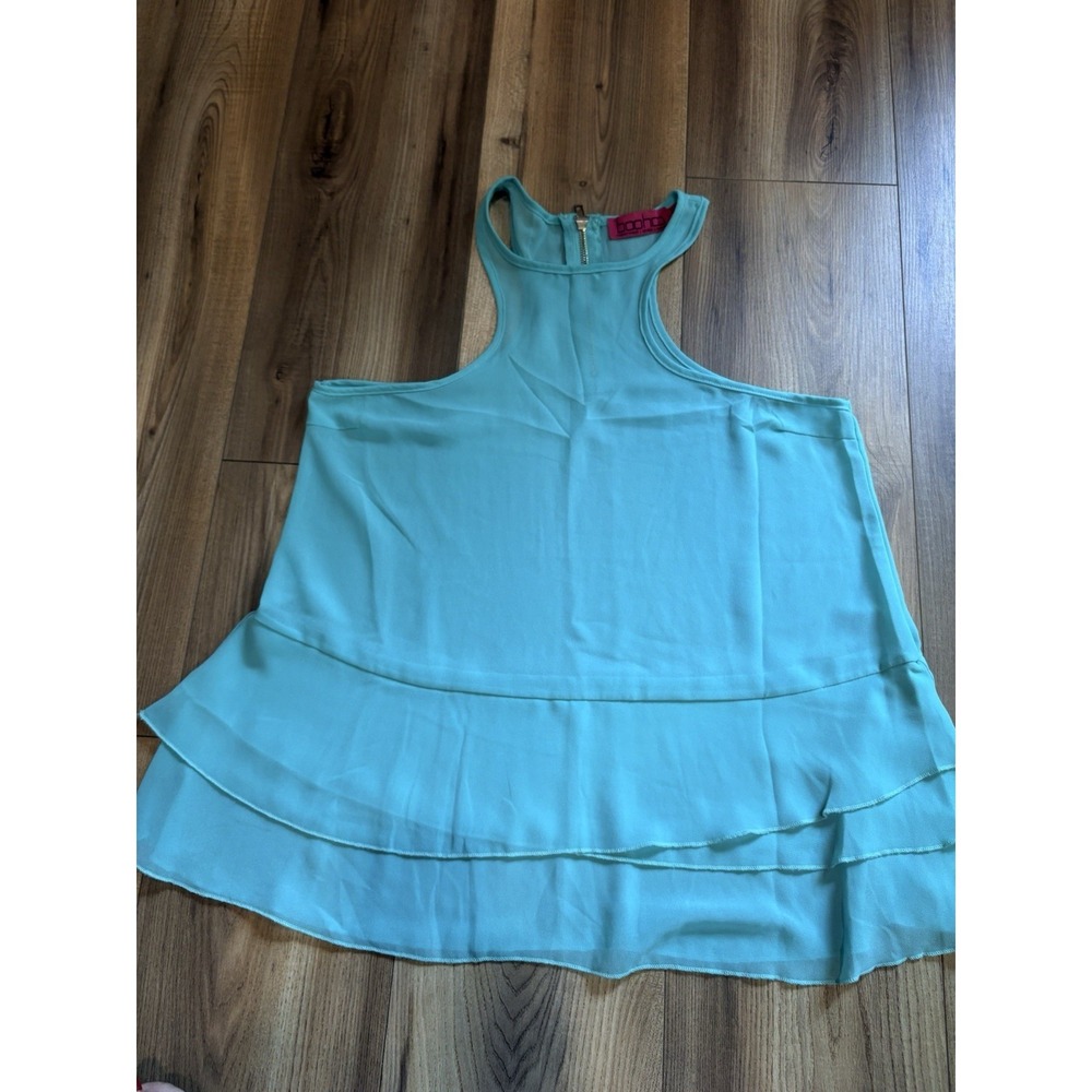 Boohoo‎ Boutique Blouse Mint Green Sleeveless Women's 4 Ruffle Sheer